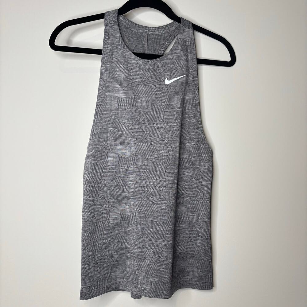 Nike Women’s XS Dri-FIT Racerback Tank Top Gray Geometric Athletic Workout